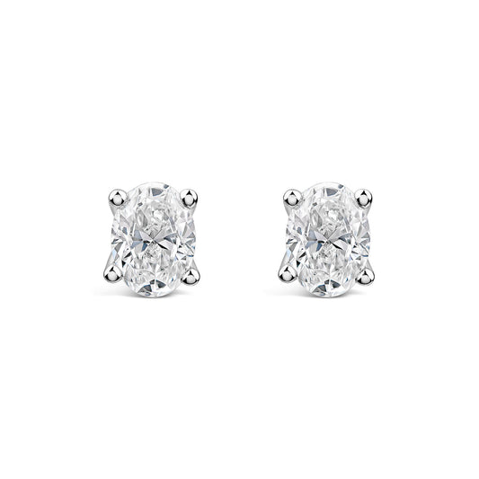 Born 9ct White Gold 1.00ct Lab Grown Oval Diamond Stud Earrings