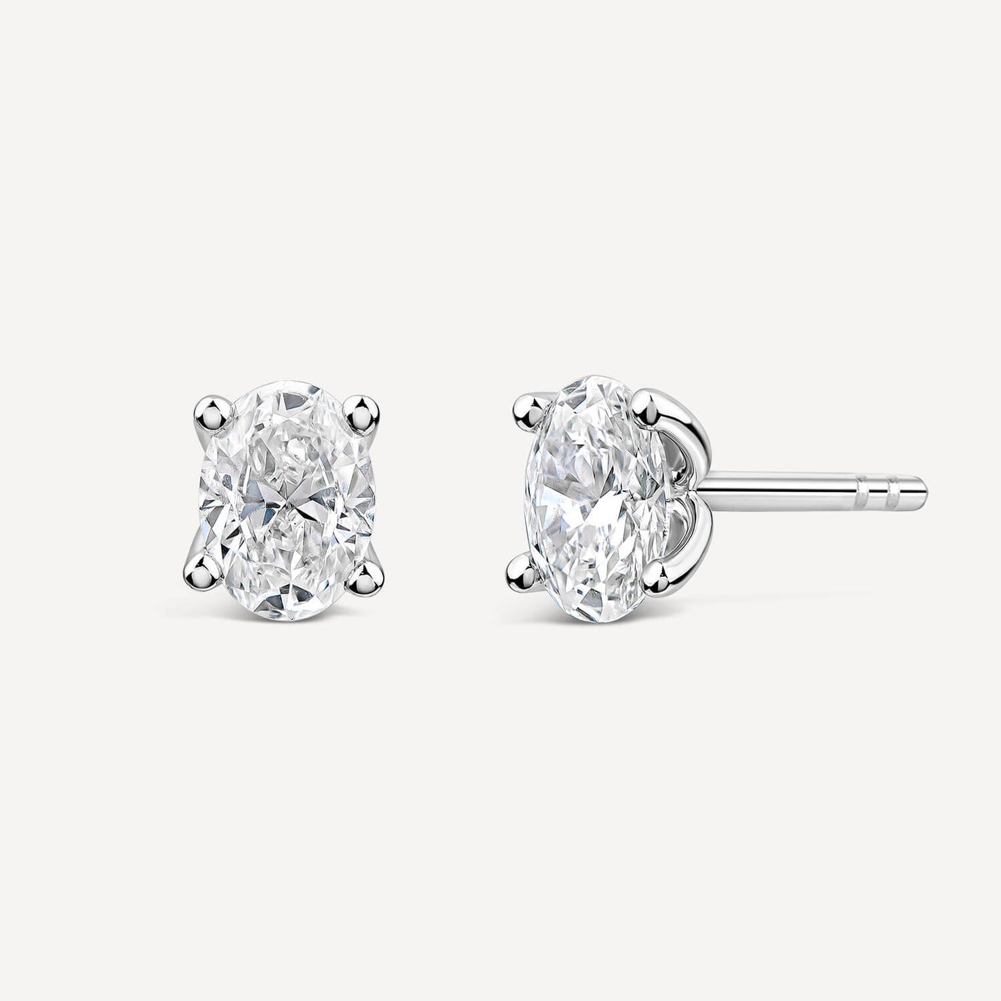 Born 9ct White Gold 1.00ct Lab Grown Oval Diamond Stud Earrings