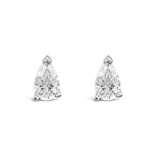 Born 9ct White Gold 0.50ct Lab Grown Pear Diamond Stud Earrings