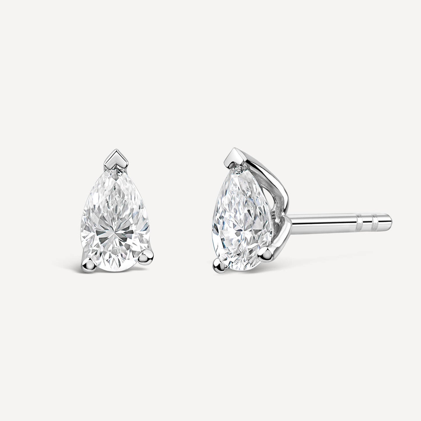 Born 9ct White Gold 0.50ct Lab Grown Pear Diamond Stud Earrings