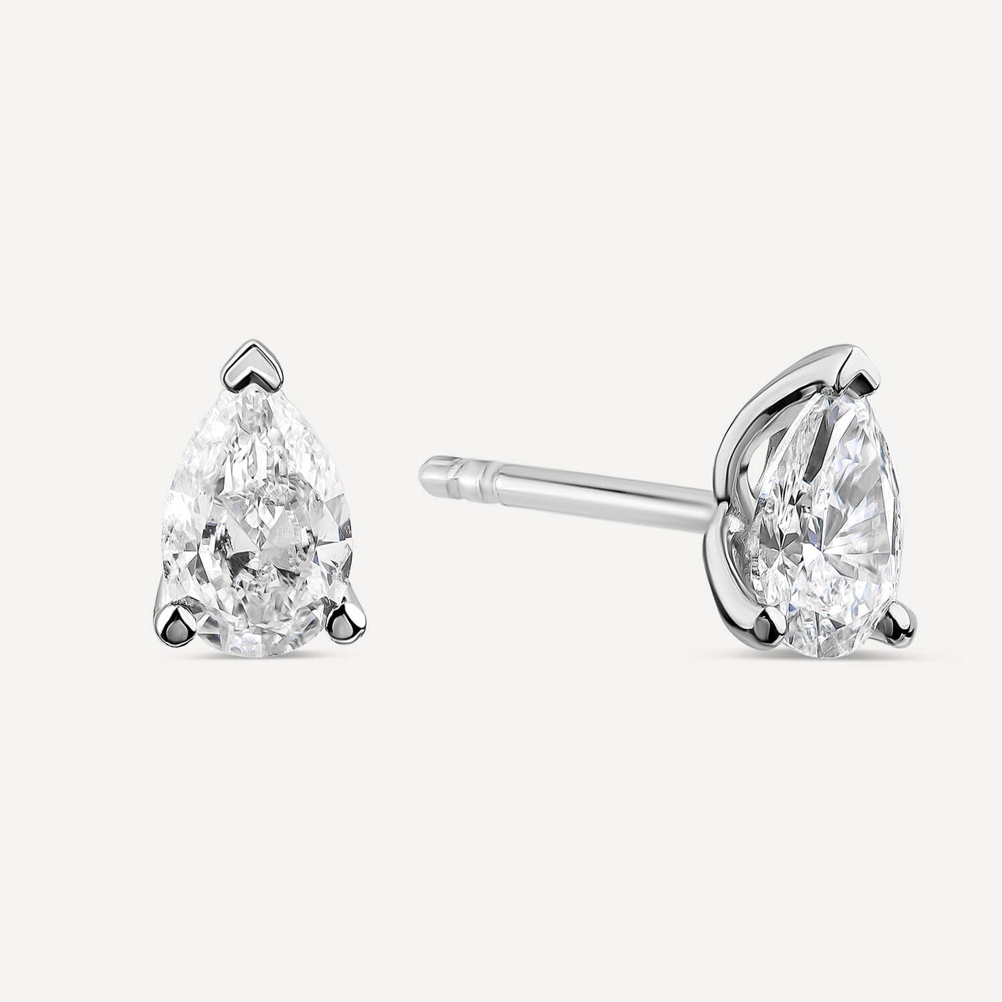 Born 9ct White Gold 0.80ct Lab Grown Pear Diamond Stud Earrings