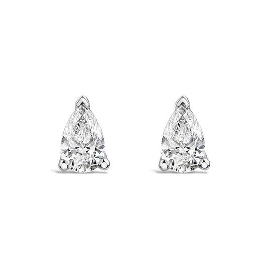 Born 9ct White Gold 1.00ct Lab Grown Pear Diamond Stud Earrings