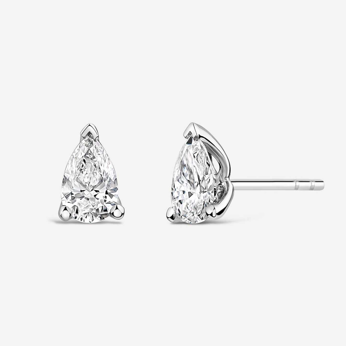 Born 9ct White Gold 1.00ct Lab Grown Pear Diamond Stud Earrings