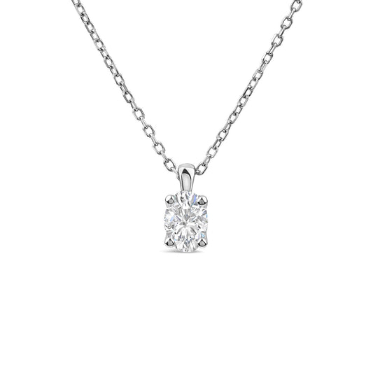 Born 9ct White Gold 0.30ct Lab Grown Oval Diamond Pendant