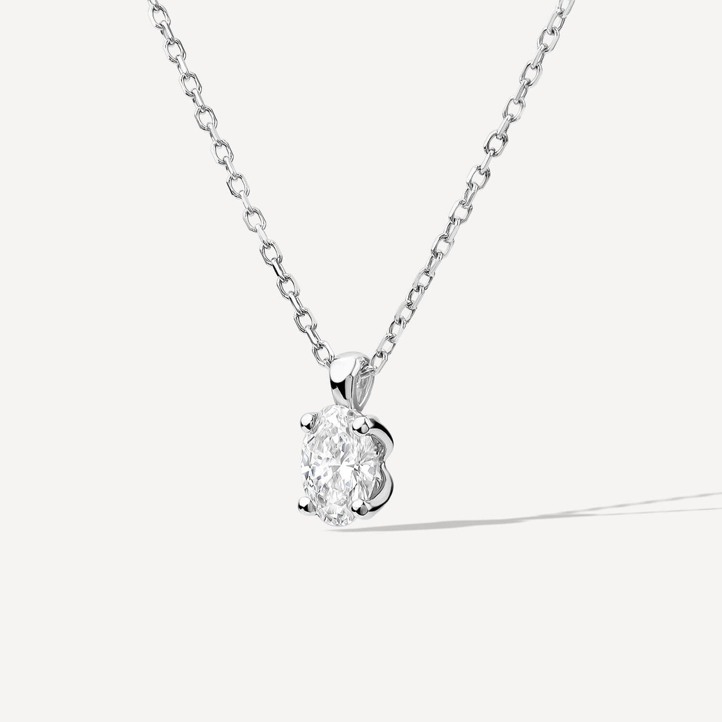 Born 9ct White Gold 0.30ct Lab Grown Oval Diamond Pendant