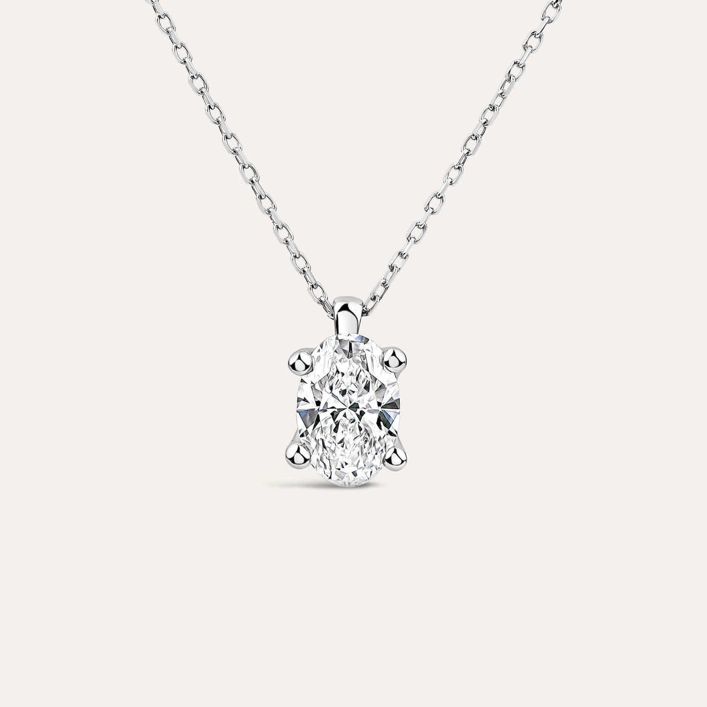Born 9ct White Gold 1.00ct Lab Grown Oval Diamond Pendant