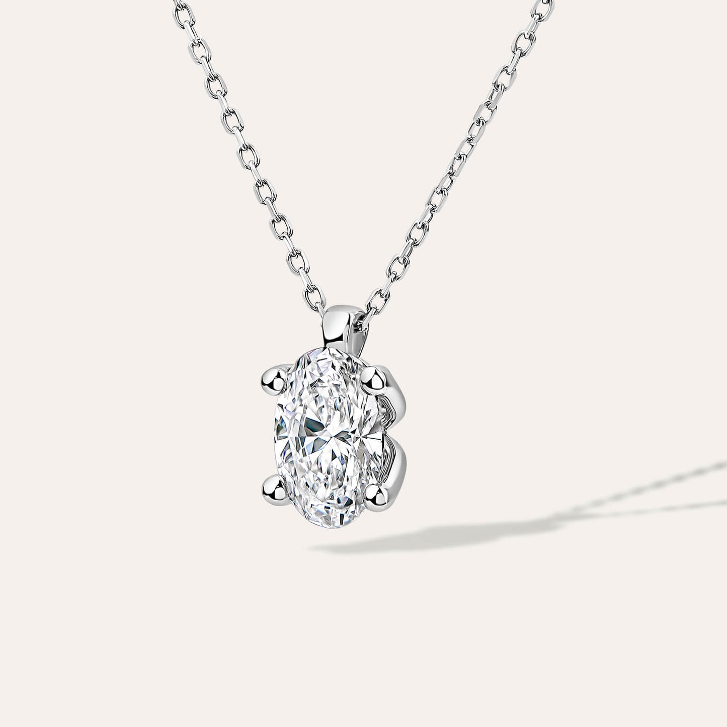 Born 9ct White Gold 1.00ct Lab Grown Oval Diamond Pendant