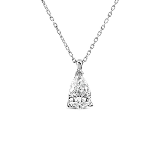 Born 9ct White Gold 1.00ct Lab Grown Pear Diamond Pendant