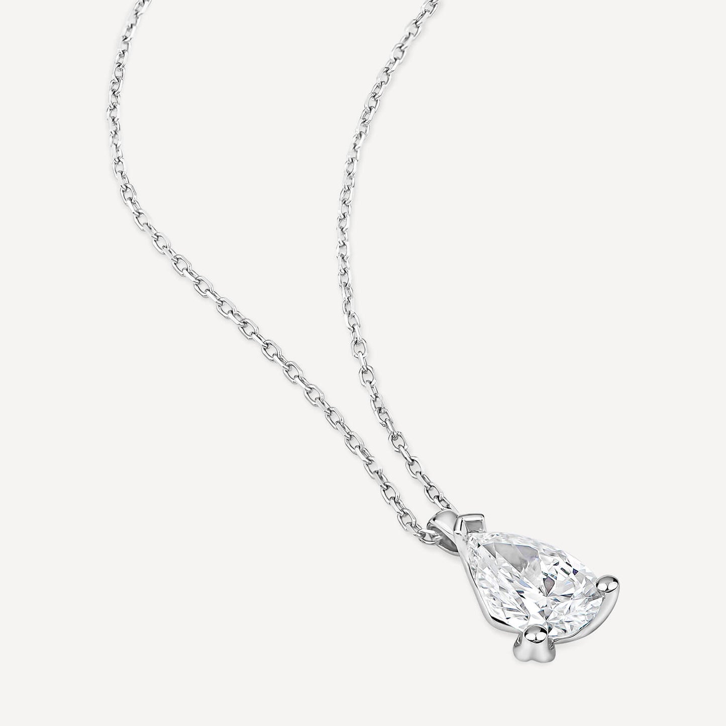 Born 9ct White Gold 1.00ct Lab Grown Pear Diamond Pendant