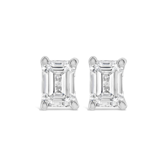 Born 18ct White Gold 0.50ct Lab Grown Emerald Cut Diamond Stud Earrings