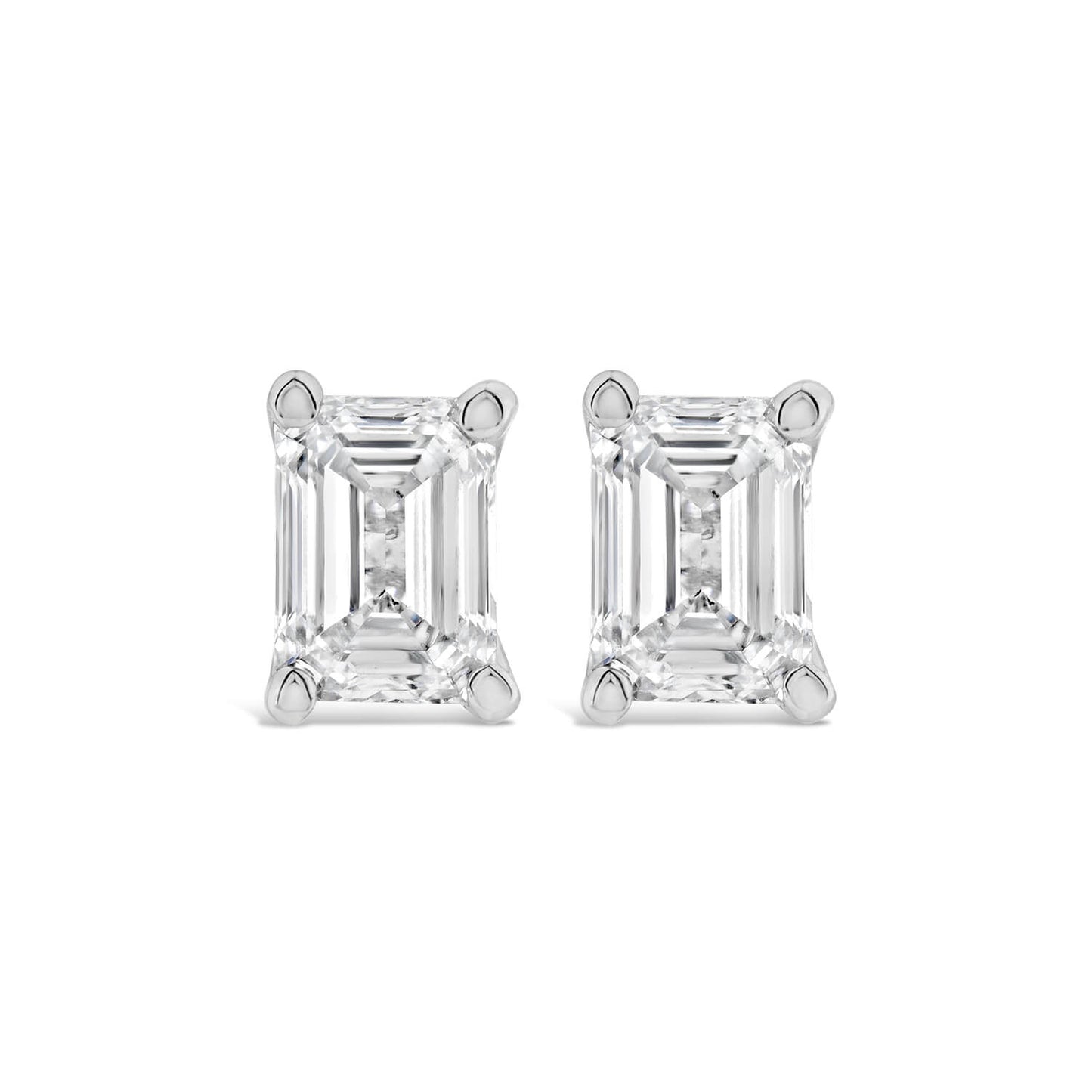 Born 18ct White Gold 0.50ct Lab Grown Emerald Cut Diamond Stud Earrings