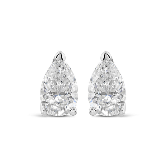 Born 18ct White Gold Lab Grown 0.50ct Diamond Pear Stud Earrings