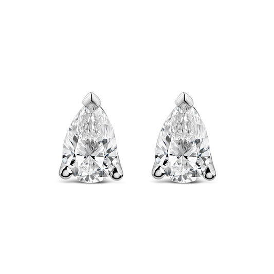 Born 18ct White Gold Lab Grown 1.40ct Diamond Pear Stud Earrings