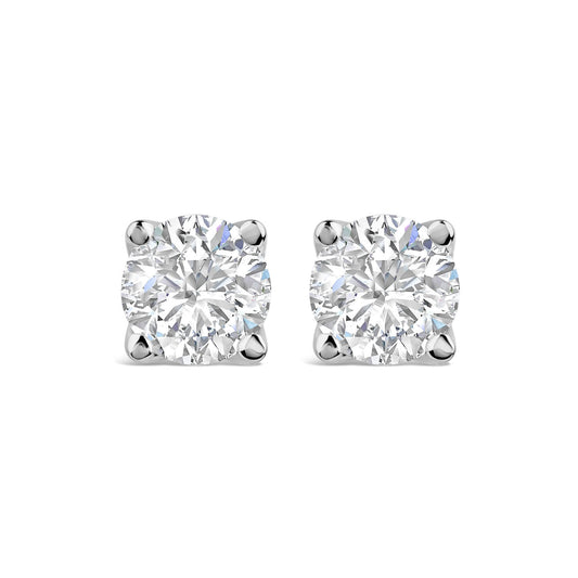 Born 18ct White Gold Lab Grown 1ct Diamond Round Stud Earrings
