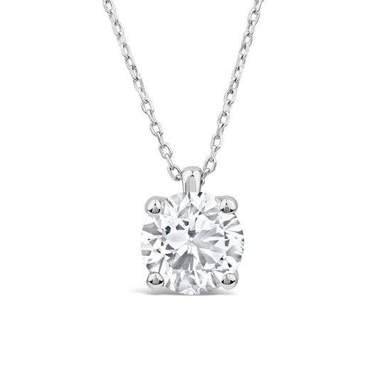 Born 18ct White Gold Lab Grown 2ct Round Solitaire Diamond Pendant