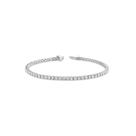 Born 18ct White Gold Lab Grown 3ct Round Diamond Tennis Style Bracelet