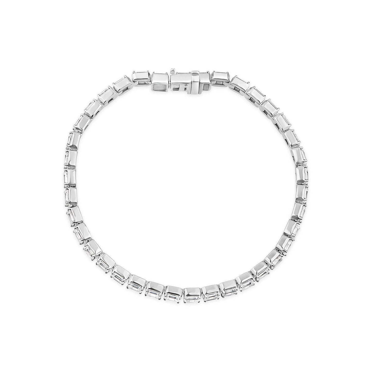 Born 18ct White Gold Lab Grown 7.50ct Diamond Emerald Cut Tennis Style Bracelet