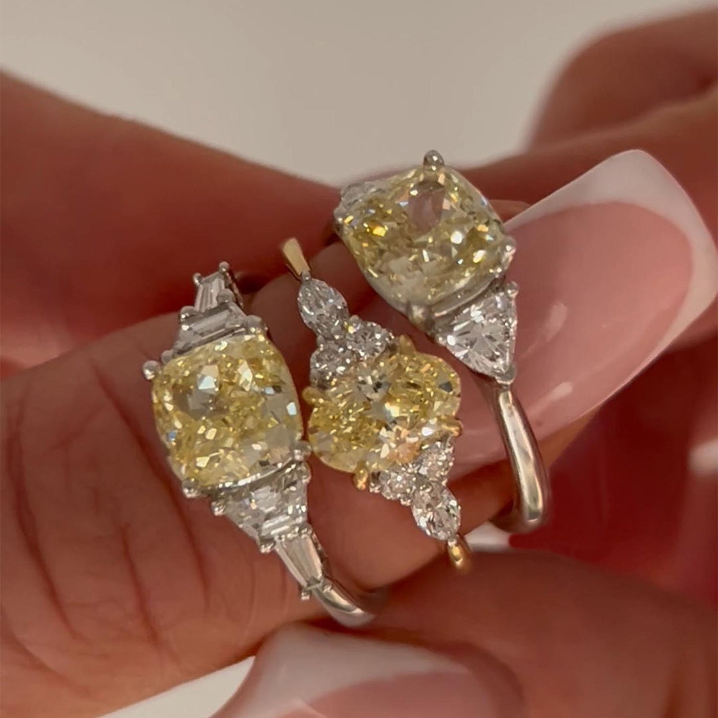 Born 18ct Yellow Gold 1.33ct Yellow Oval Centre & Round/Marquise Lab Grown Diamond Sides Ring