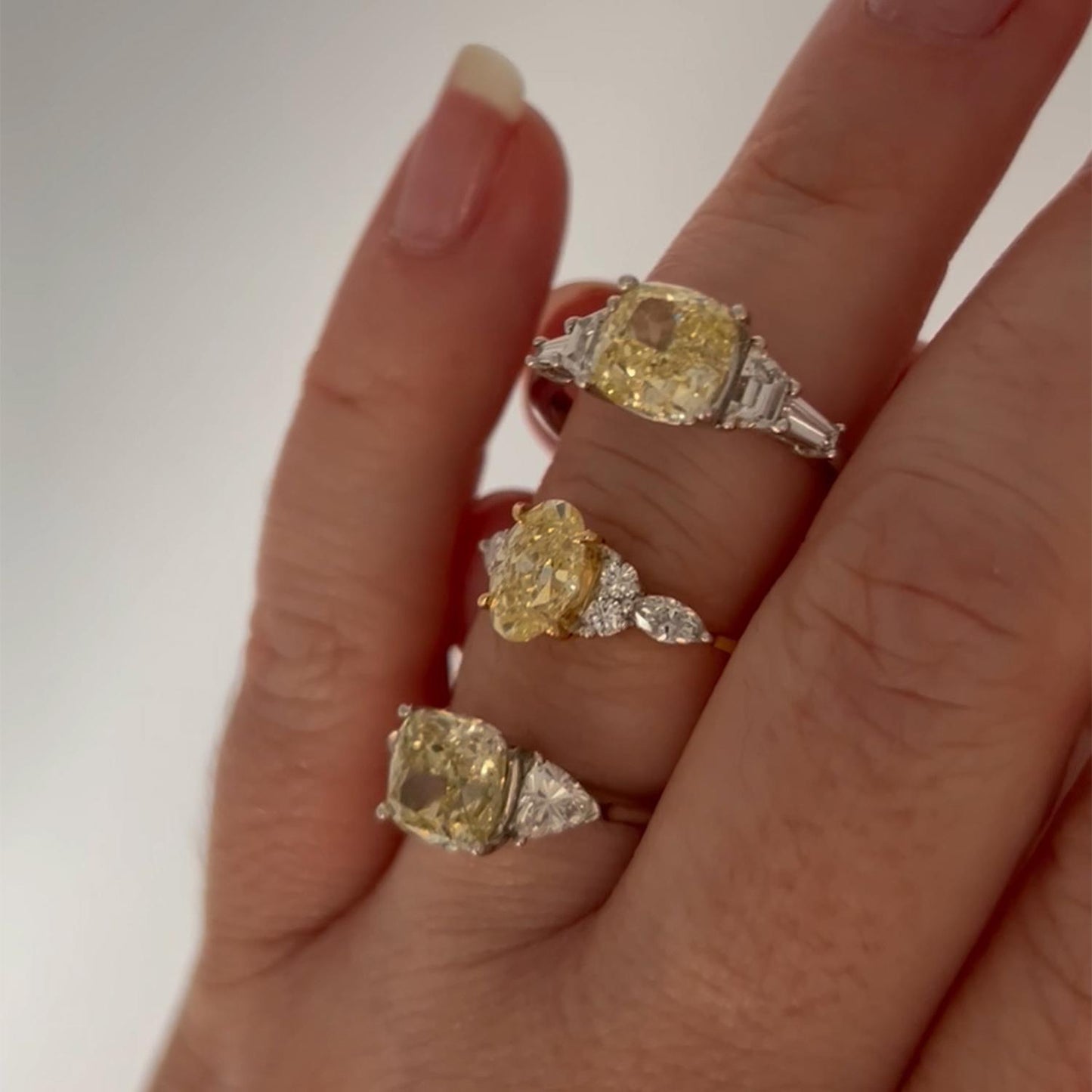 Born 18ct Yellow Gold 1.33ct Yellow Oval Centre & Round/Marquise Lab Grown Diamond Sides Ring