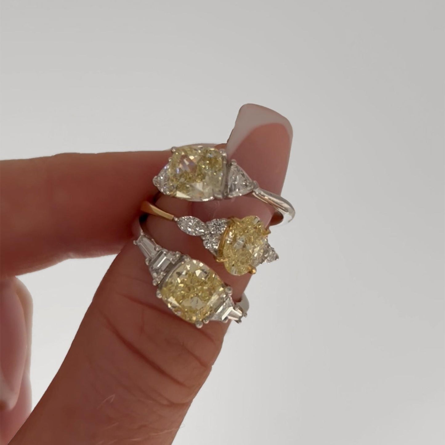 Born 18ct Yellow Gold 1.33ct Yellow Oval Centre & Round/Marquise Lab Grown Diamond Sides Ring