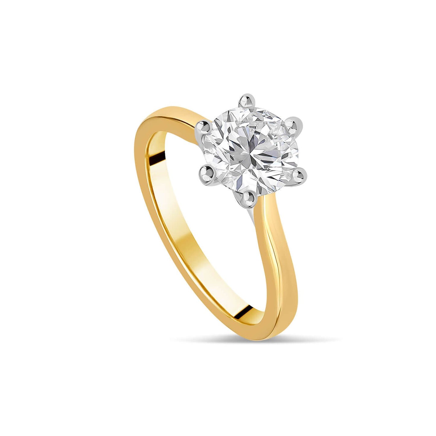 Born 18ct Yellow Gold 1.50ct Round Lab Grown Diamond 6 Claw Set Solitaire Ring