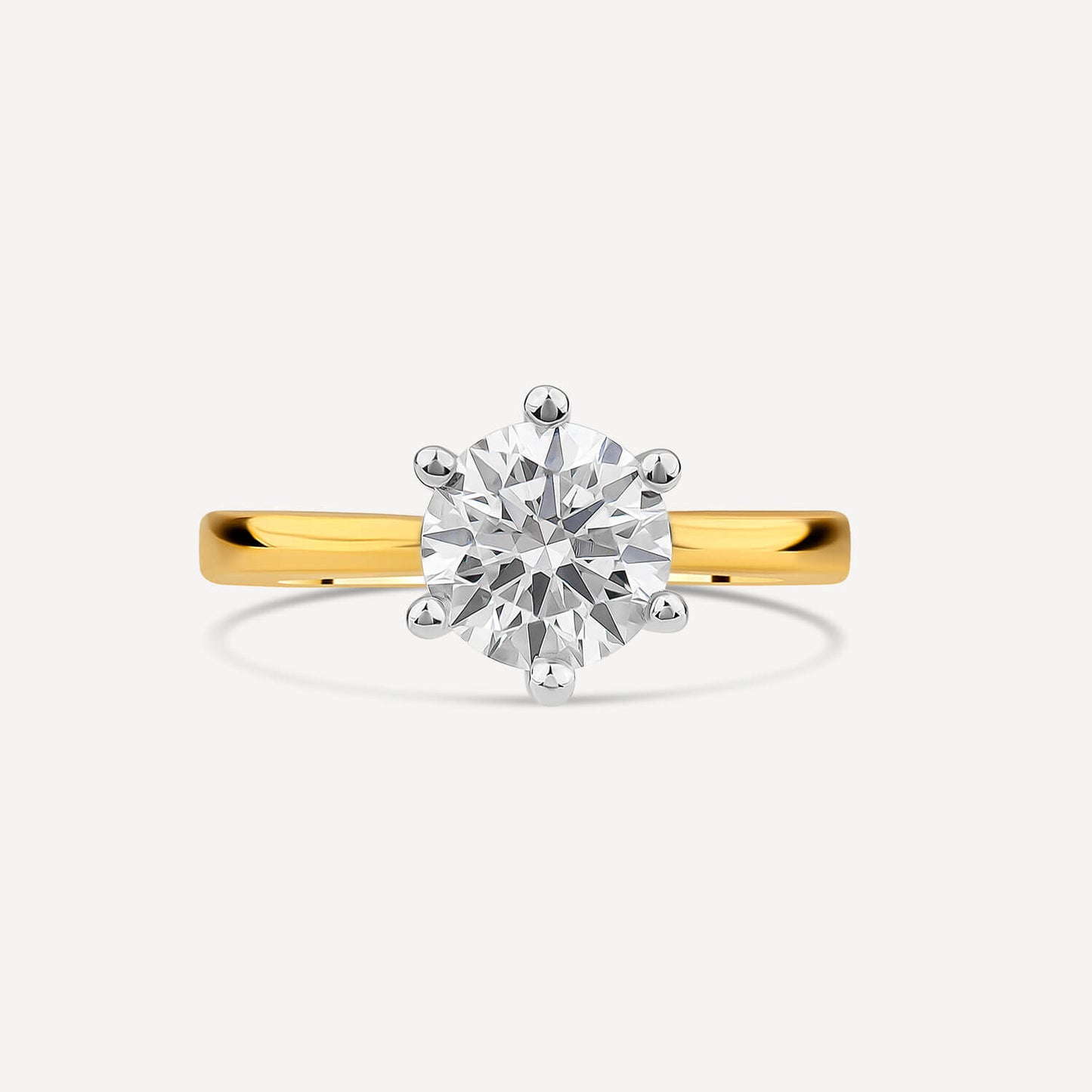 Born 18ct Yellow Gold 1.50ct Round Lab Grown Diamond 6 Claw Set Solitaire Ring