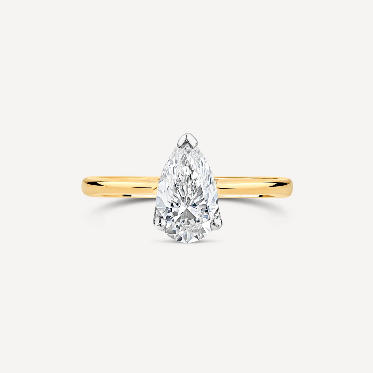 Born 18ct Yellow Gold Lab Grown 1.50ct Pear Diamond Ring