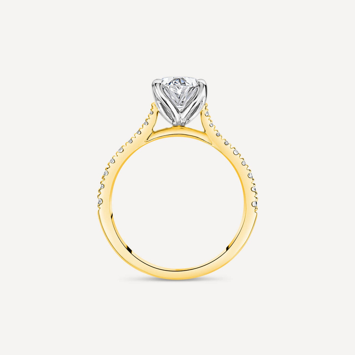 Born 18ct Yellow Gold Lab Grown 1.70ct Oval & Diamond Sides Ring