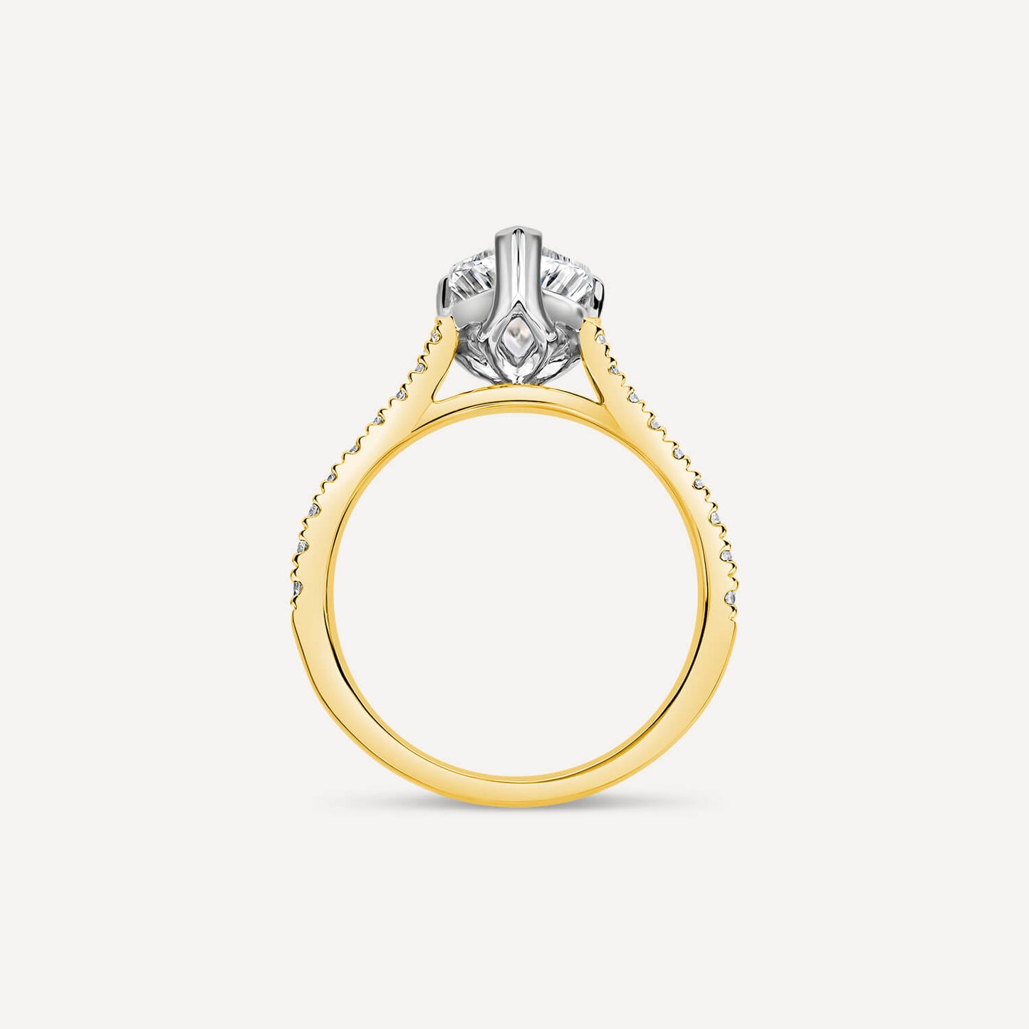 Born 18ct Yellow Gold Lab Grown 1.70ct Pear Solitaire & Diamond Sides Ring