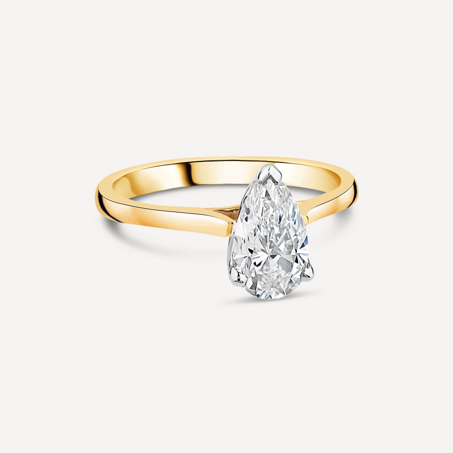 Born 18ct Yellow Gold Lab Grown 1ct Pear Diamond Ring