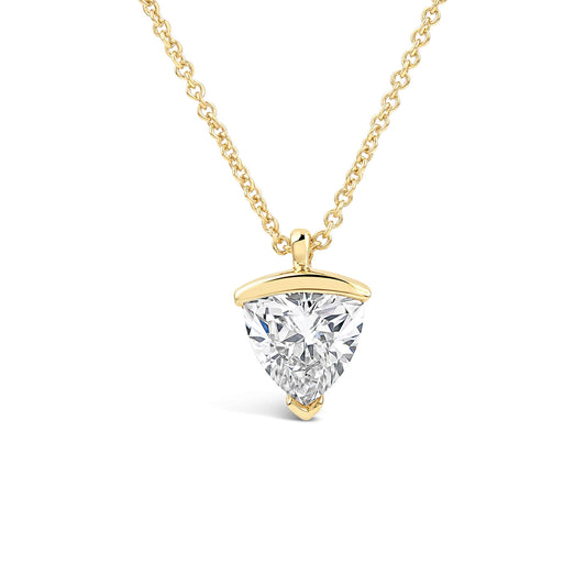 Born 1ct Classic 9ct Yellow Gold Lab Grown 1.00ct Trillion Cut Diamond Pendant