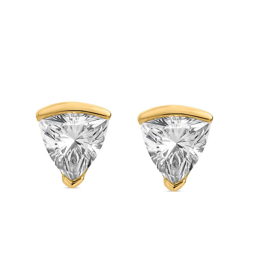 Born 1ct Classic 9ct Yellow Gold Lab Grown 1.00ct Trillion Cut Diamond Stud Earrings