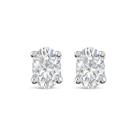 Born 9ct White Gold Lab Grown 0.50ct Diamond Oval Stud Earrings