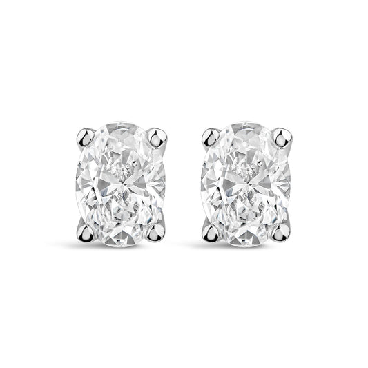 Born 9ct White Gold Lab Grown 0.80ct Diamond Oval Stud Earrings
