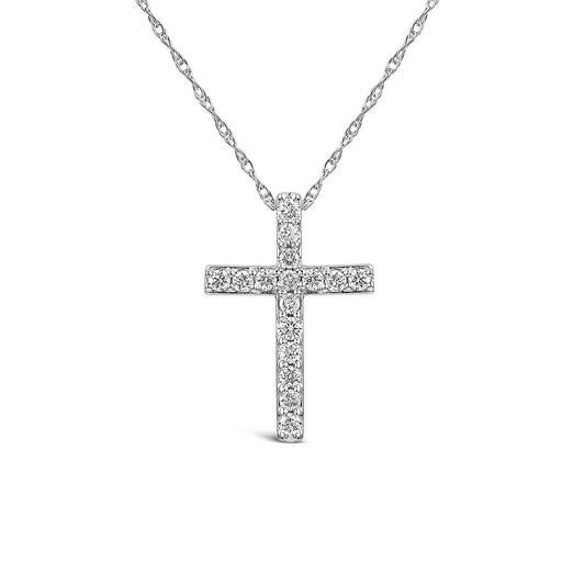 Born Classic 9ct White Gold Lab Grown 0.15ct Round Brilliant Diamond Cross Pendant