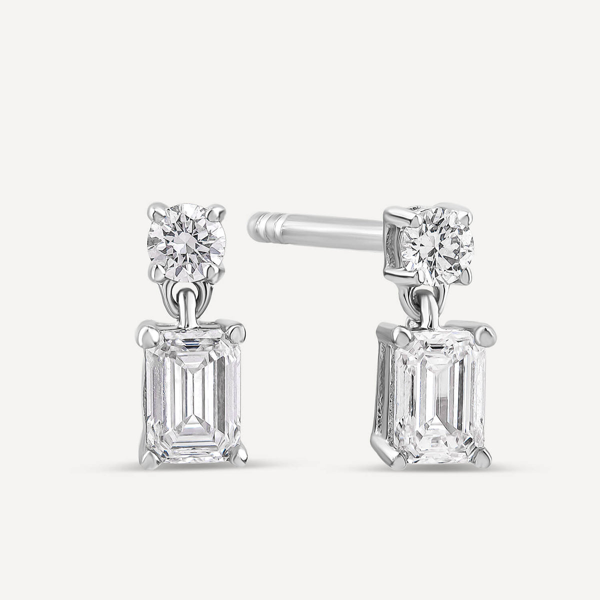 Born Classic Born Classic 9ct White Gold Lab Grown 0.50ct Emerald Cut & Round Diamo ...