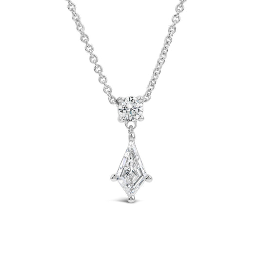 Born Classic 9ct White Gold Lab Grown 0.50ct Kite Shape & Round Brilliant Diamond Pendant