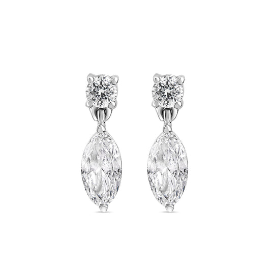 Born Classic 9ct White Gold Lab Grown 0.50ct Marquise & Round Diamond Drop Earrings