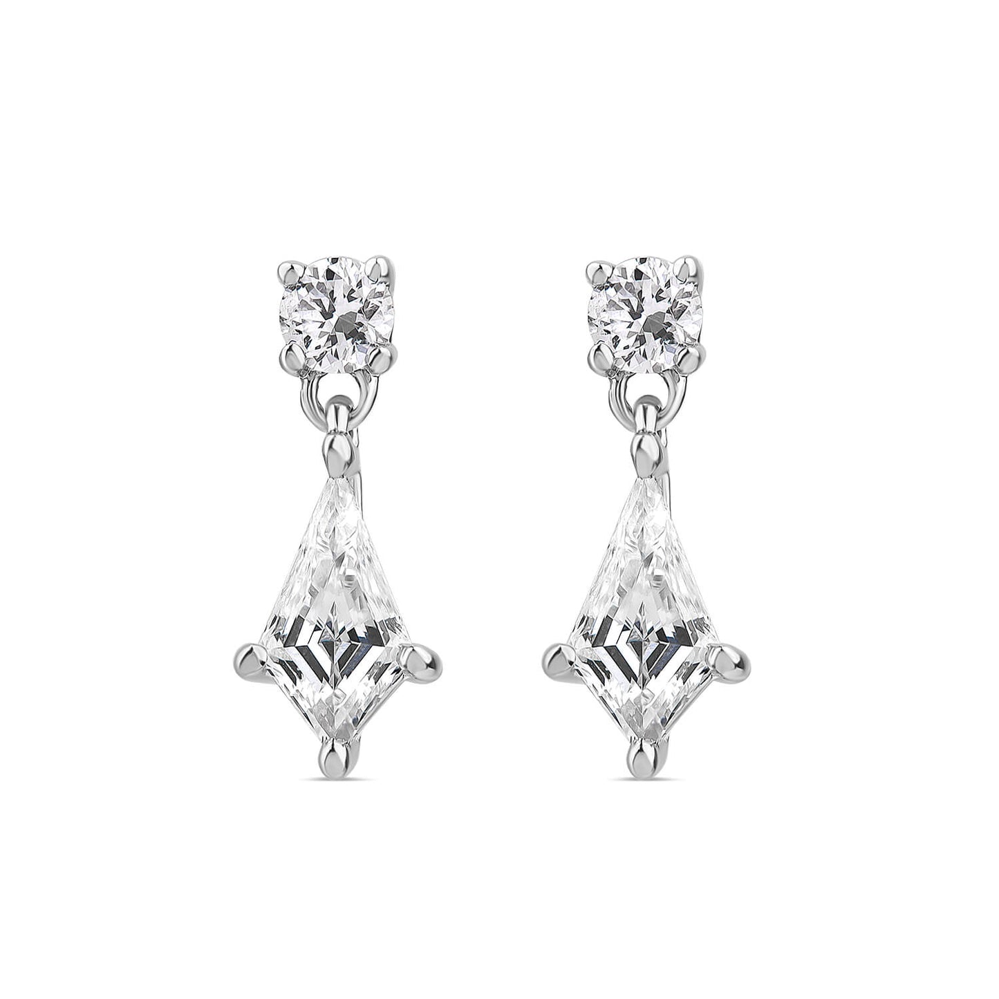 Born Classic 9ct White Gold Lab Grown 0.5ct Kite Shaped & Round Brilliant Diamond Drop Earrings