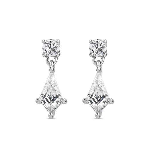 Born Classic 9ct White Gold Lab Grown 0.5ct Kite Shaped & Round Brilliant Diamond Drop Earrings
