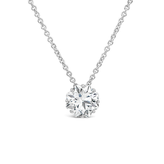 Born Classic 9ct White Gold Lab Grown 1ct Flower Cut Diamond Pendant