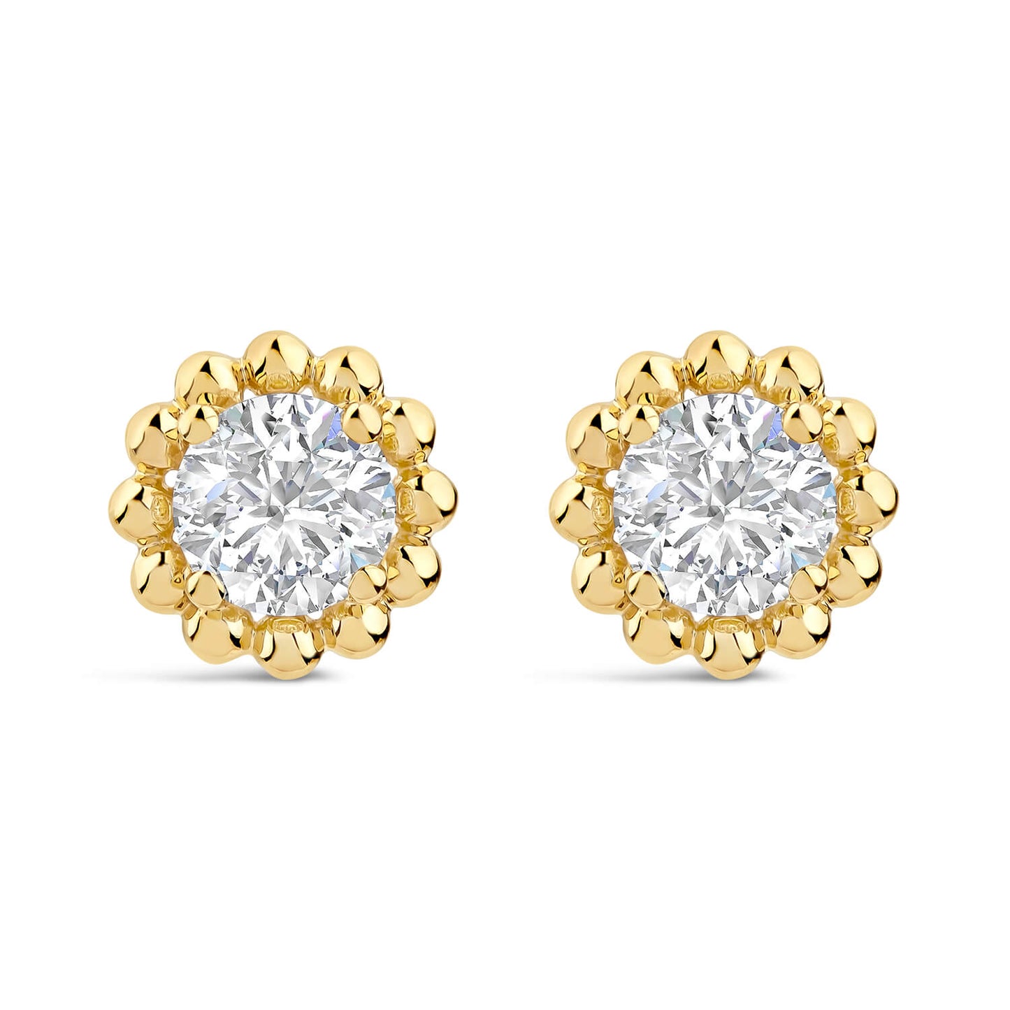 Born Granules 9ct Yellow Gold Lab Grown 1.00ct Diamond Round Stud Earrings