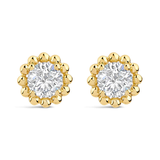 Born Granules 9ct Yellow Gold Lab Grown 1.00ct Diamond Round Stud Earrings
