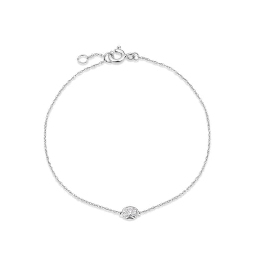 Born Kissed with Diamonds 9ct White Gold Lab Grown 0.20ct Oval Diamond Chain Bracelet