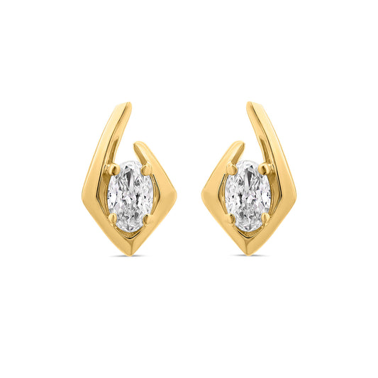 Born Kissed with Diamonds 9ct Yellow Gold Lab Grown 0.20ct Oval Diamond Split Shaped Earrings