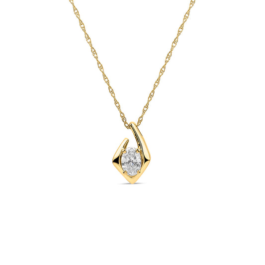 Born Kissed with Diamonds 9ct Yellow Gold Lab Grown 0.20ct Oval Diamond Split Shaped Pendant
