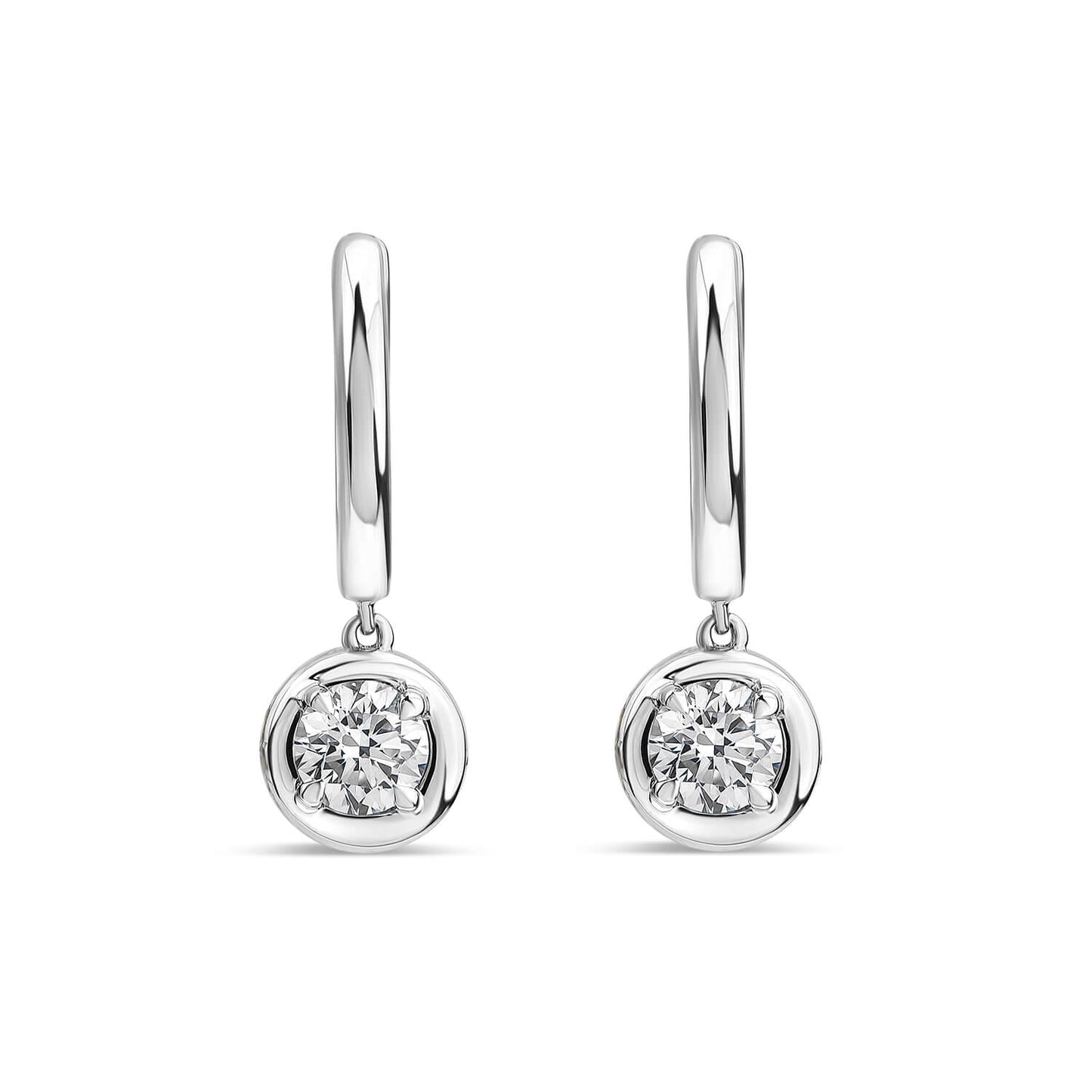 Born Orbit 9ct White Gold Lab Grown 0.80ct Round Diamond Drop Earrings