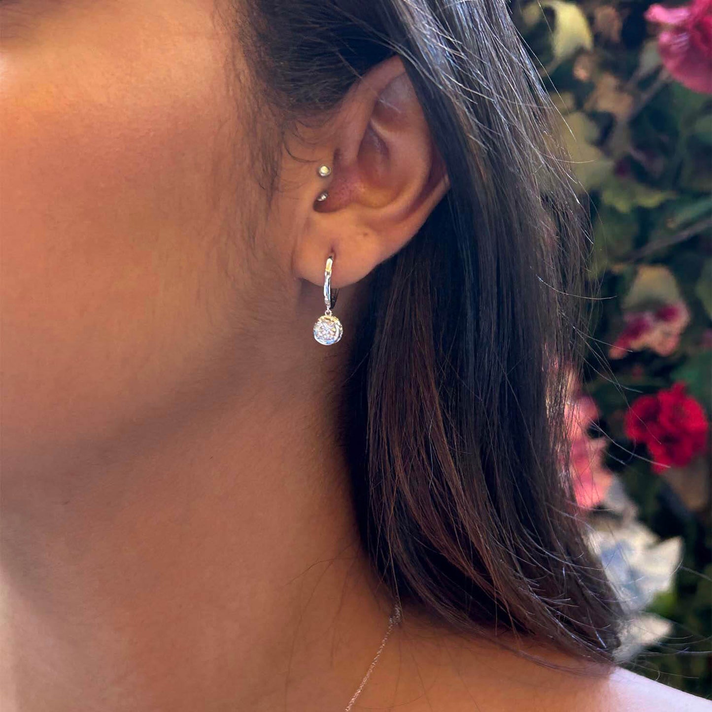 Born Orbit 9ct White Gold Lab Grown 0.80ct Round Diamond Drop Earrings