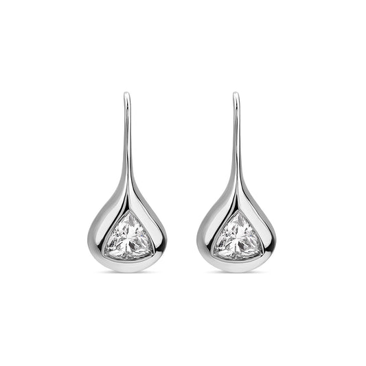 Born Orbit 9ct White Gold Lab Grown 0.80ct Trillion Cut Diamond Drop Earrings
