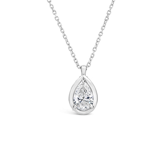 Born Orbit 9ct White Gold Lab Grown 0.82ct Oval Diamond Pendant